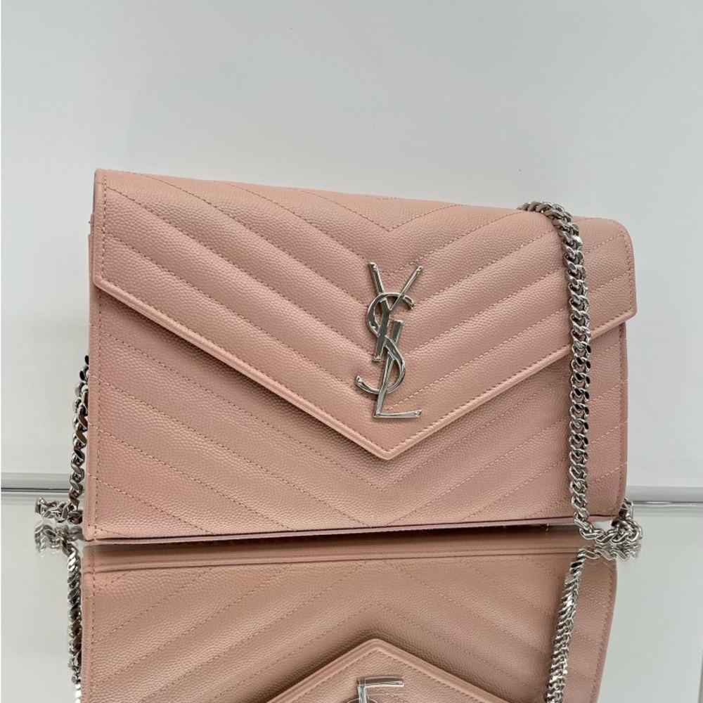 Saint laurent ysl wallet on chain pale pink New dust bag ONlY